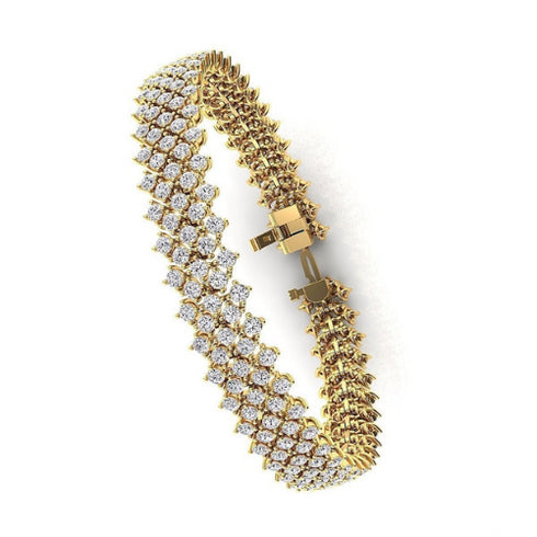 14K Yellow Gold with Diamond Eternity Three Row Tennis Bracelet